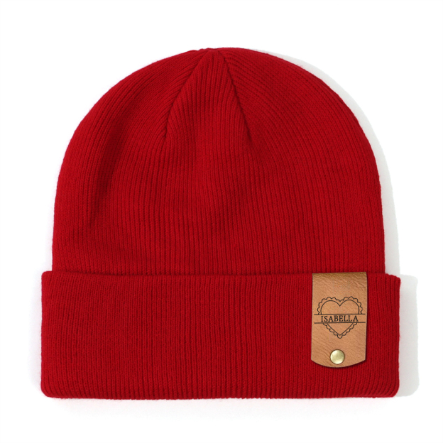 Personalized Leather Tag Infant Beanie for Comfort & Unique | HSKid31