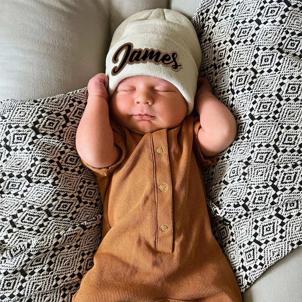 Personalized Leather Patch Beanie for Comfort & Unique | HSKid33