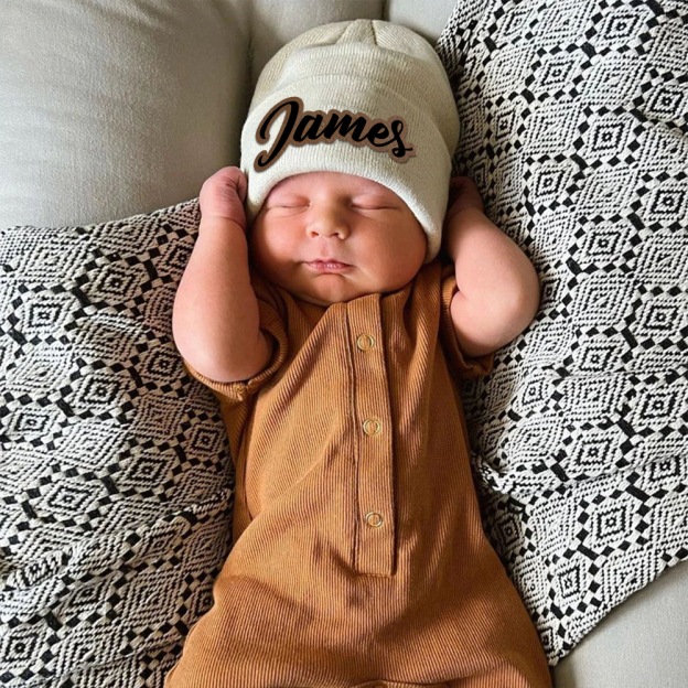 Personalized Leather Patch Beanie for Comfort & Unique | HSKid33