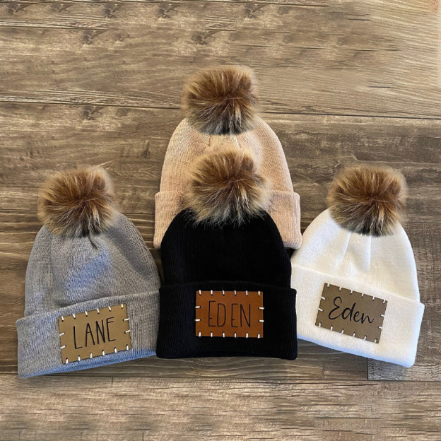 Personalized Leather Patch Beanie for Comfort & Unique | HSKid34