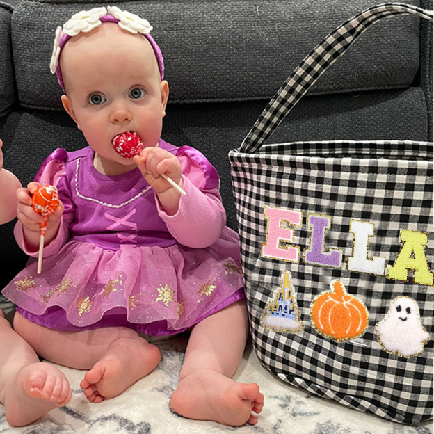 Personalized Chenille Letter Halloween Bucket | CWHalloween14