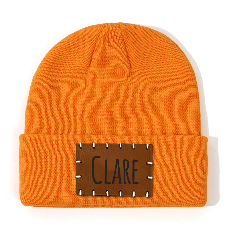 Personalized Leather Patch Beanie for Comfort & Unique | HSKid3301
