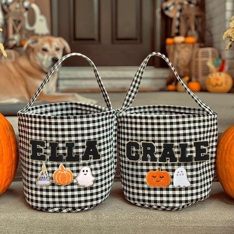 Personalized Chenille Letter Halloween Bucket | CWHalloween14