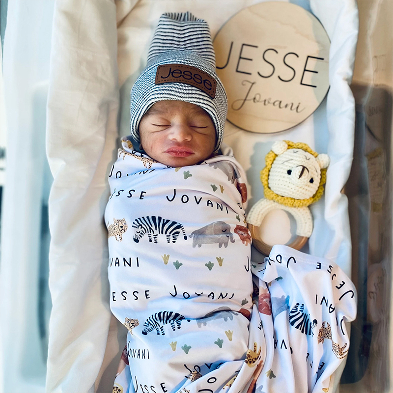 Personalized Leather Patch Pom Pom Beanie for Comfort & Unique | HSKid35