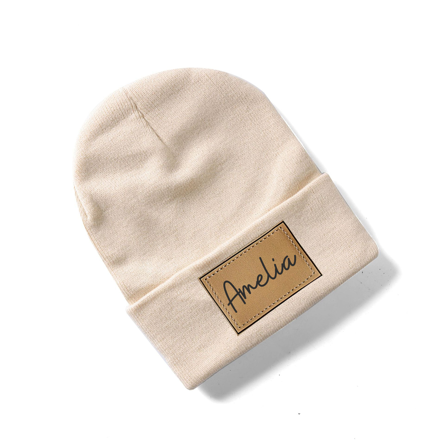 Personalized Leather Patch Beanie for Comfort & Unique | HSKid37