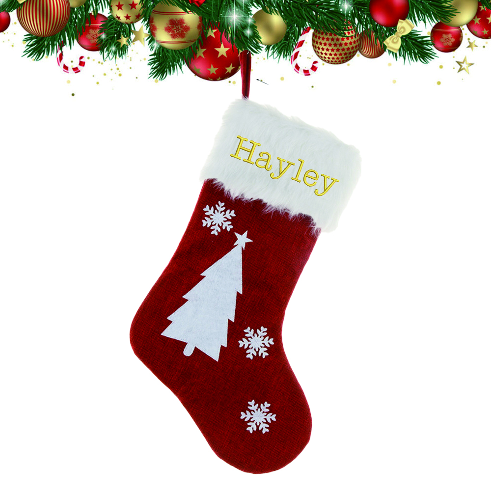 Personalized Embroidered Christmas Stocking with Lights | MCGift13