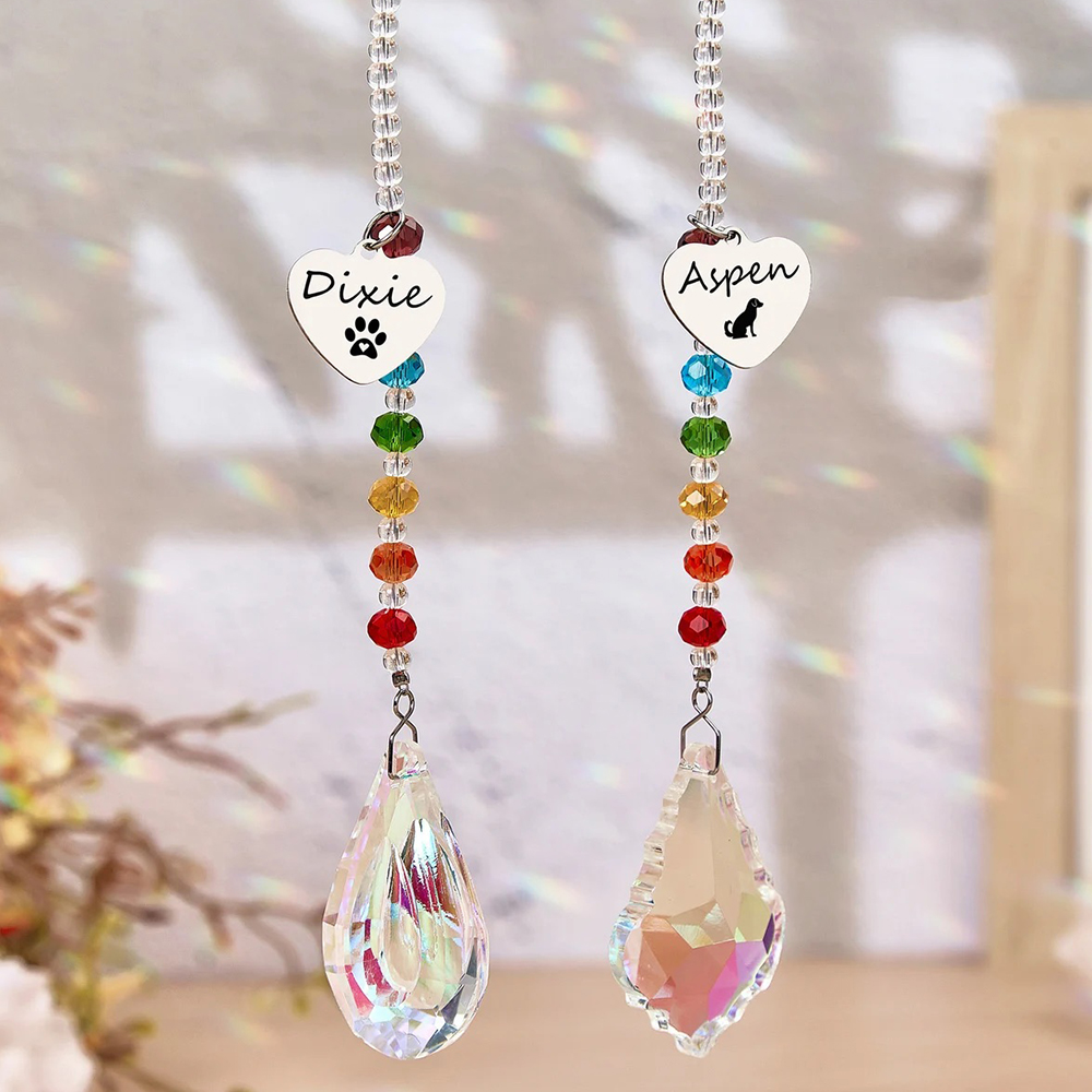 Personalized Pet Memorial Hanging Crystal Prism | BKPet86