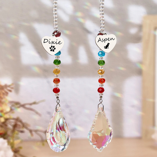 Personalized Pet Memorial Hanging Crystal Prism | BKPet86