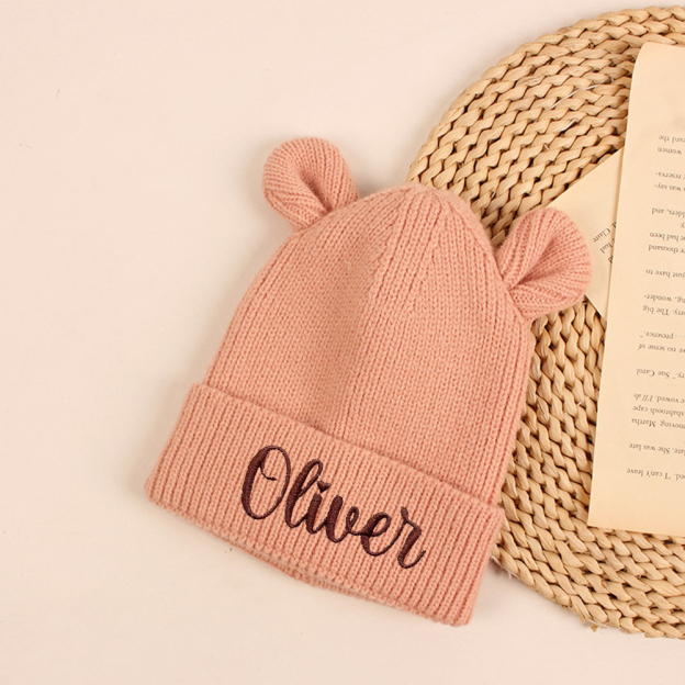 Personalized Cute Bear Beanie With Ears | HSKid41