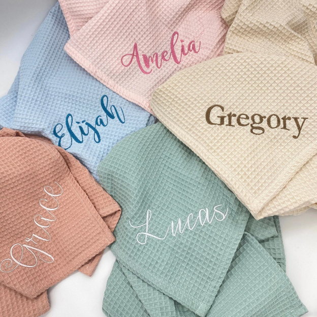 Personalized Embroidered Waffle Blanket for Comfort & Unique| CWBaby48