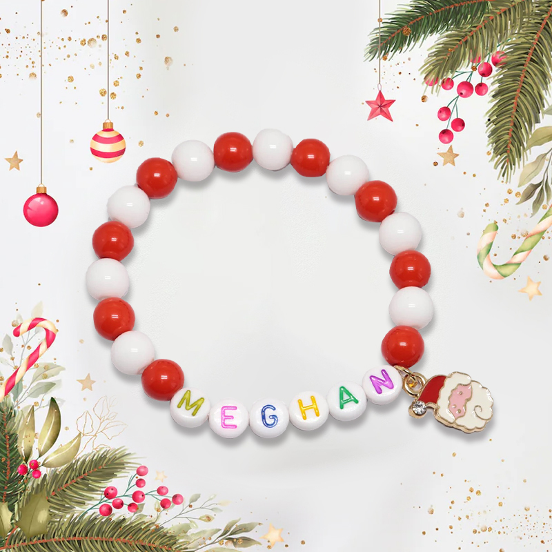 Personalized Christmas Bead Bracelet With Name | MCGift59