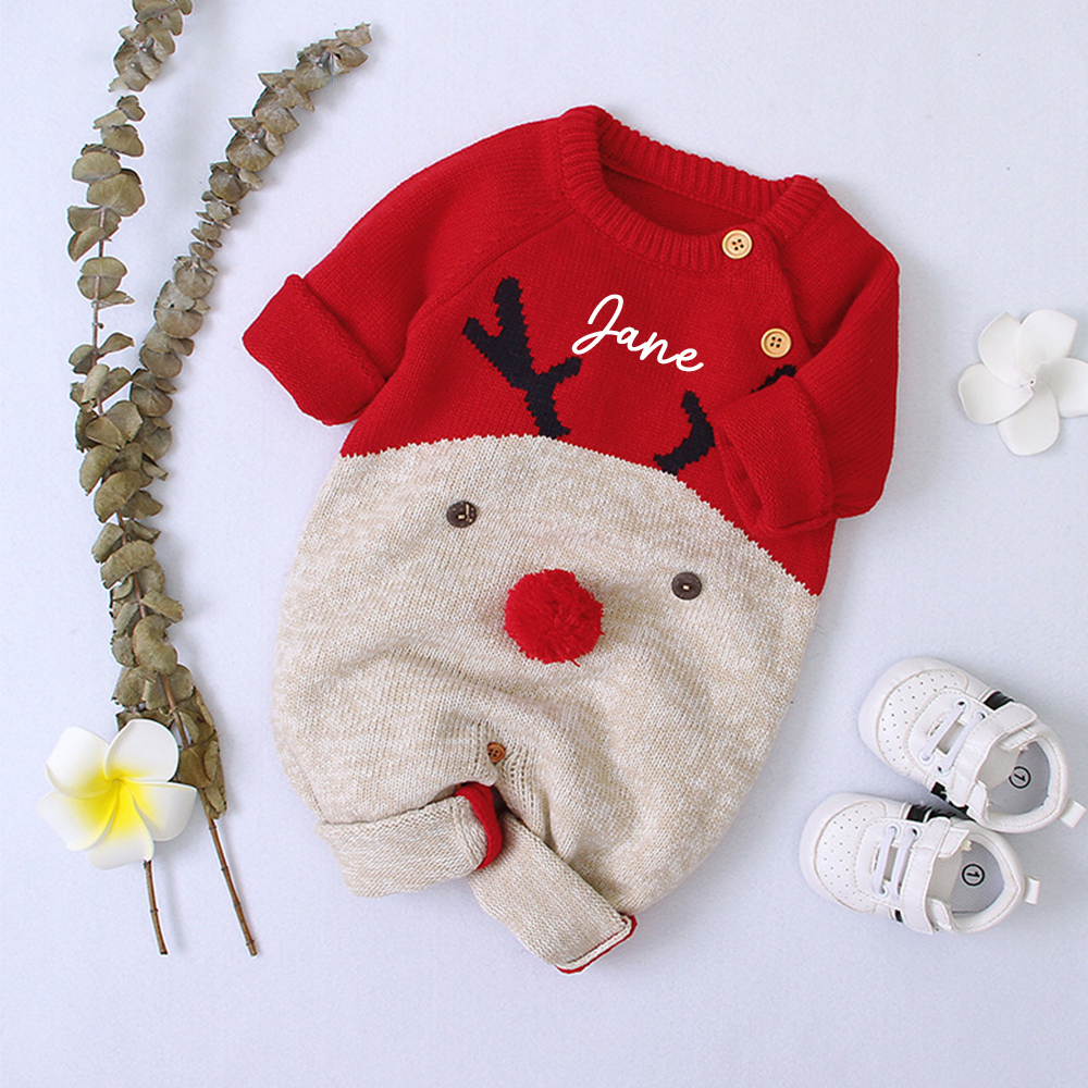 Personalized Christmas Reindeer Outfit for Baby| CWBaby89