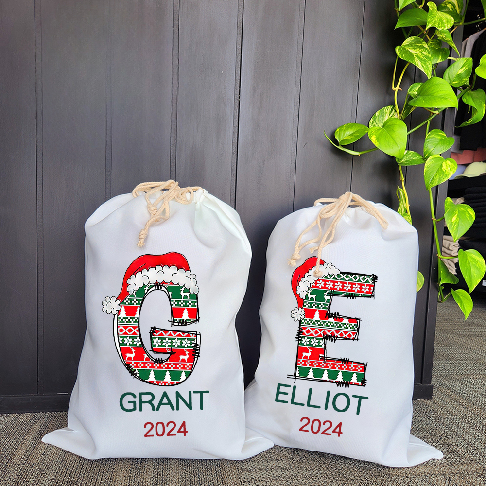 Personalized Name & Initial Christmas Gift Sack | MCGift63