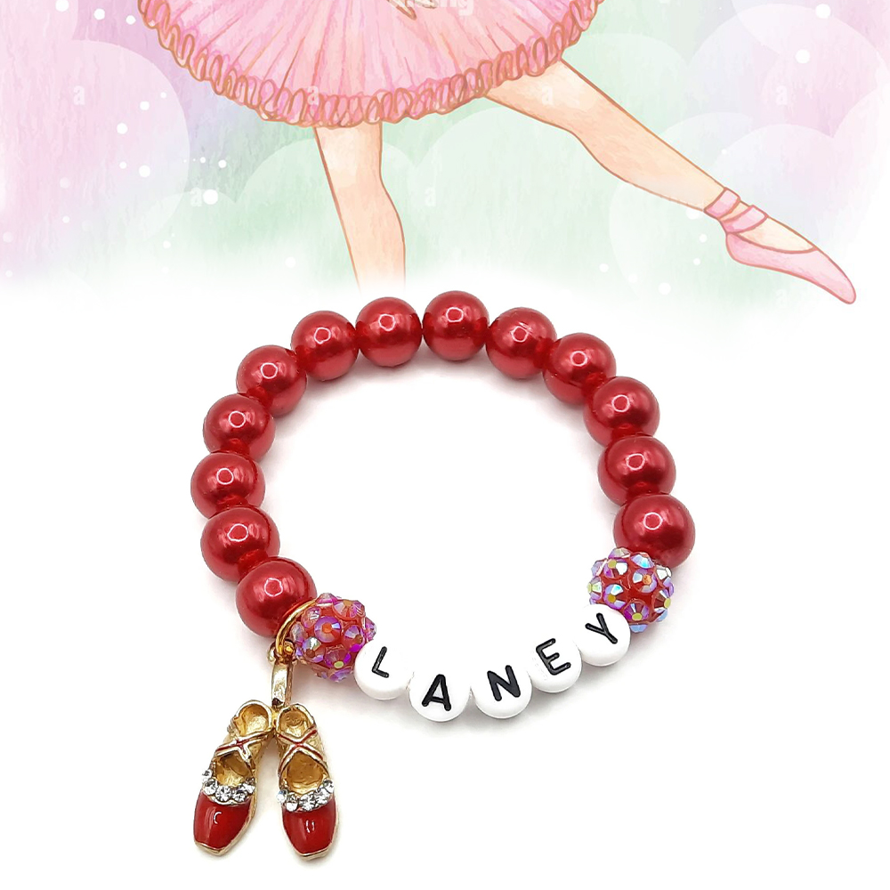 Personalized Kids Lovely Ballet Bead Bracelet With Name | CWBeach143