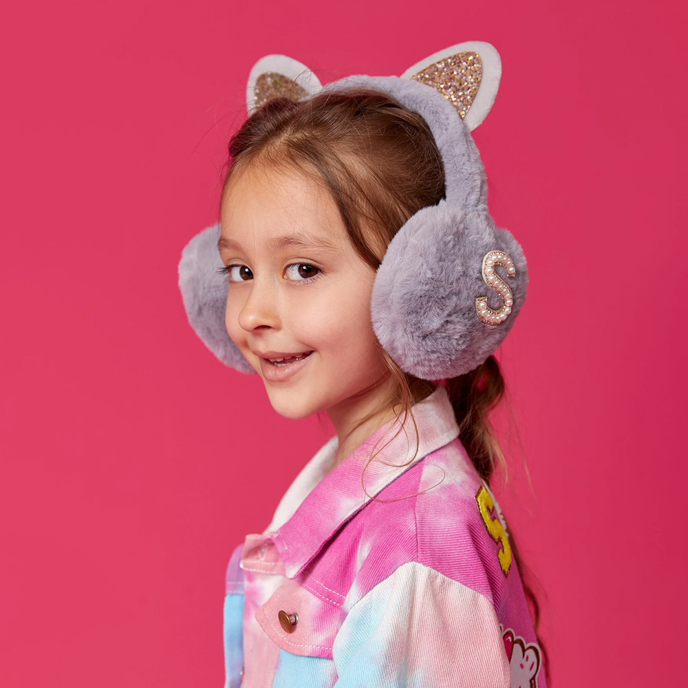 Personalized Kids Pearl Patch Warm Cat Ears Earmuffs | CWToy83