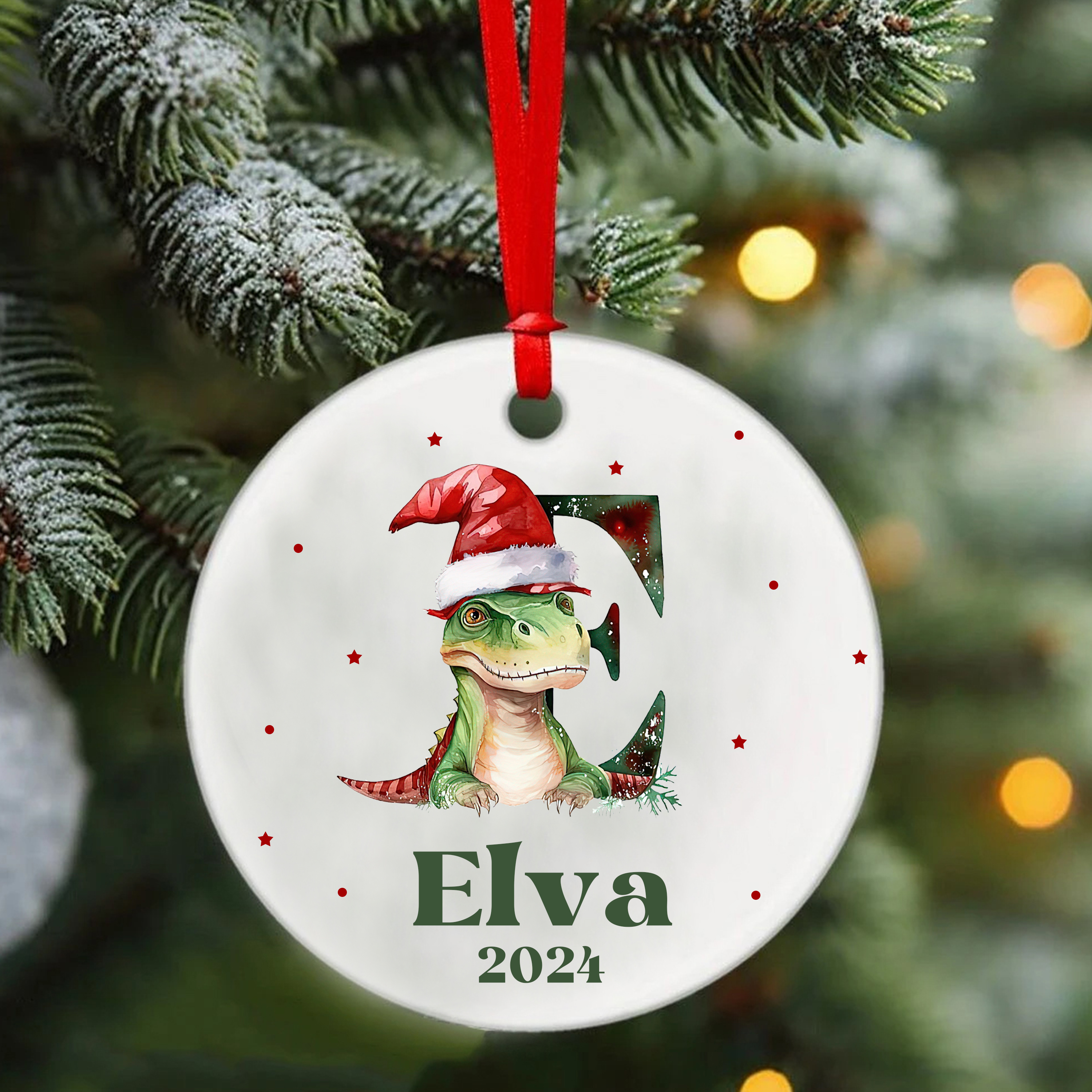 Personalized Christmas Dinosaur Monogram Ornaments Decoration | MCGift5714