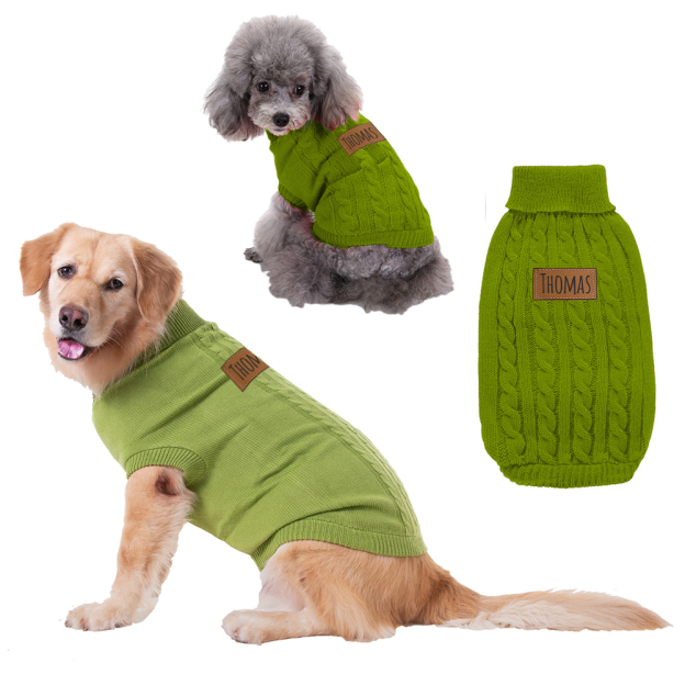 Personalized Leather Patch Pets Colourful Sweater | BKPet97