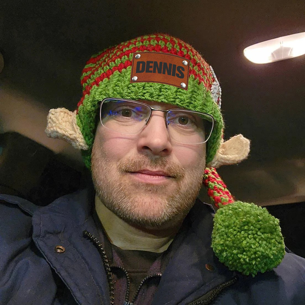 Personalized Crochet Leather Patch Christmas Elf Hat With Ears | MCGift70