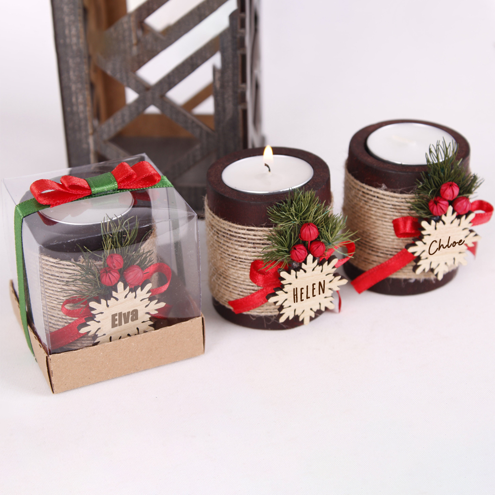 Personalized Wooden Christmas Candle Favors | MCGift76