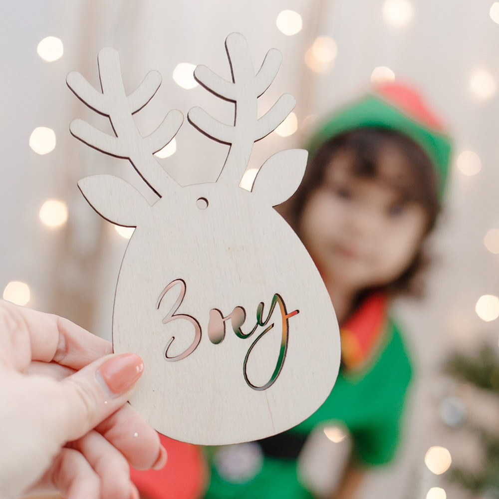 Personalized Christmas Reindeer Wood Ornament | MCGift81