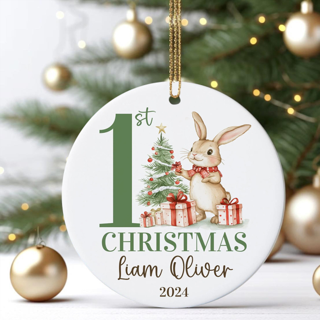 Personalized Cute Bunny Christmas Ornaments Decoration | MCGift5716