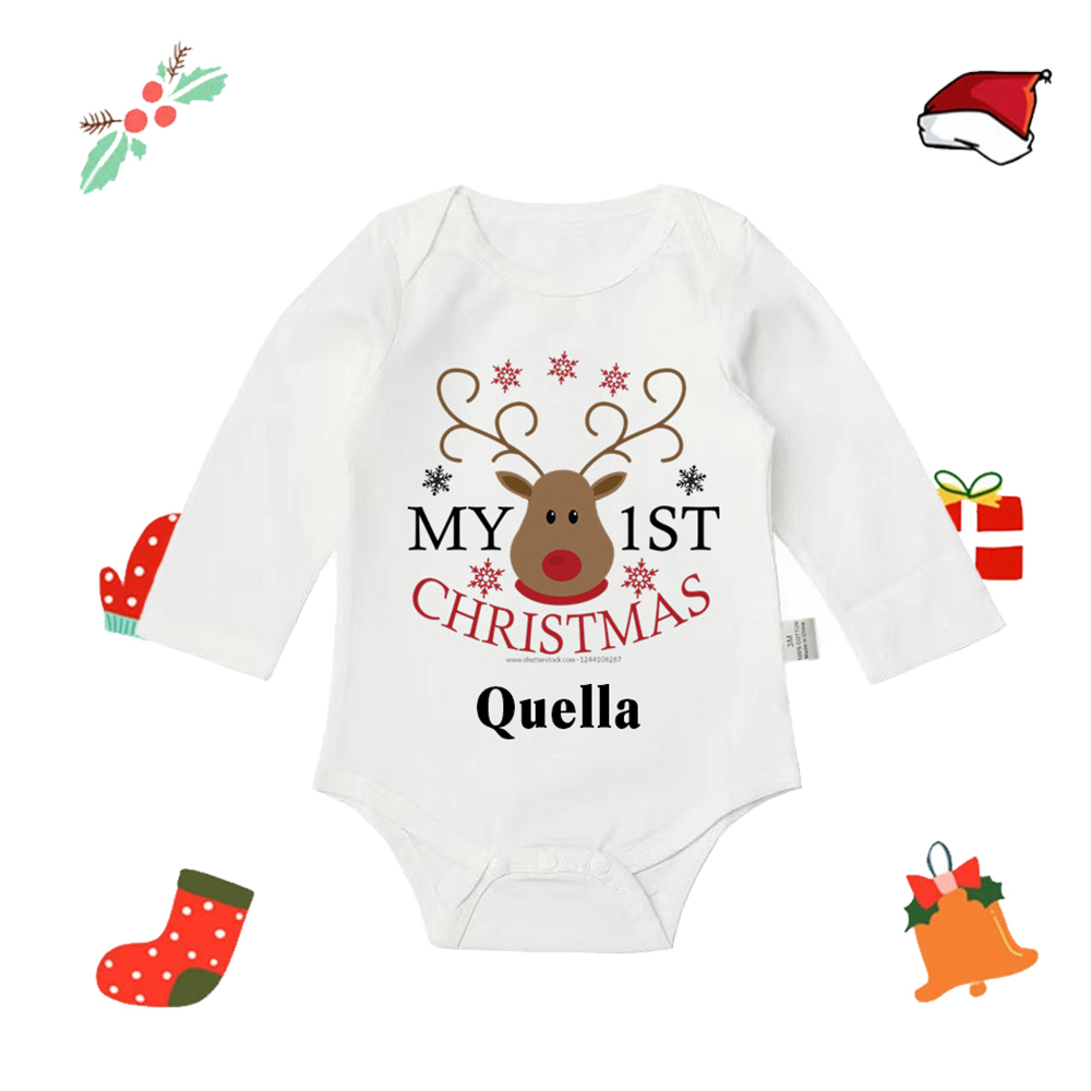 Personalized Baby Merry Christmas White Ropmer | CWBaby104