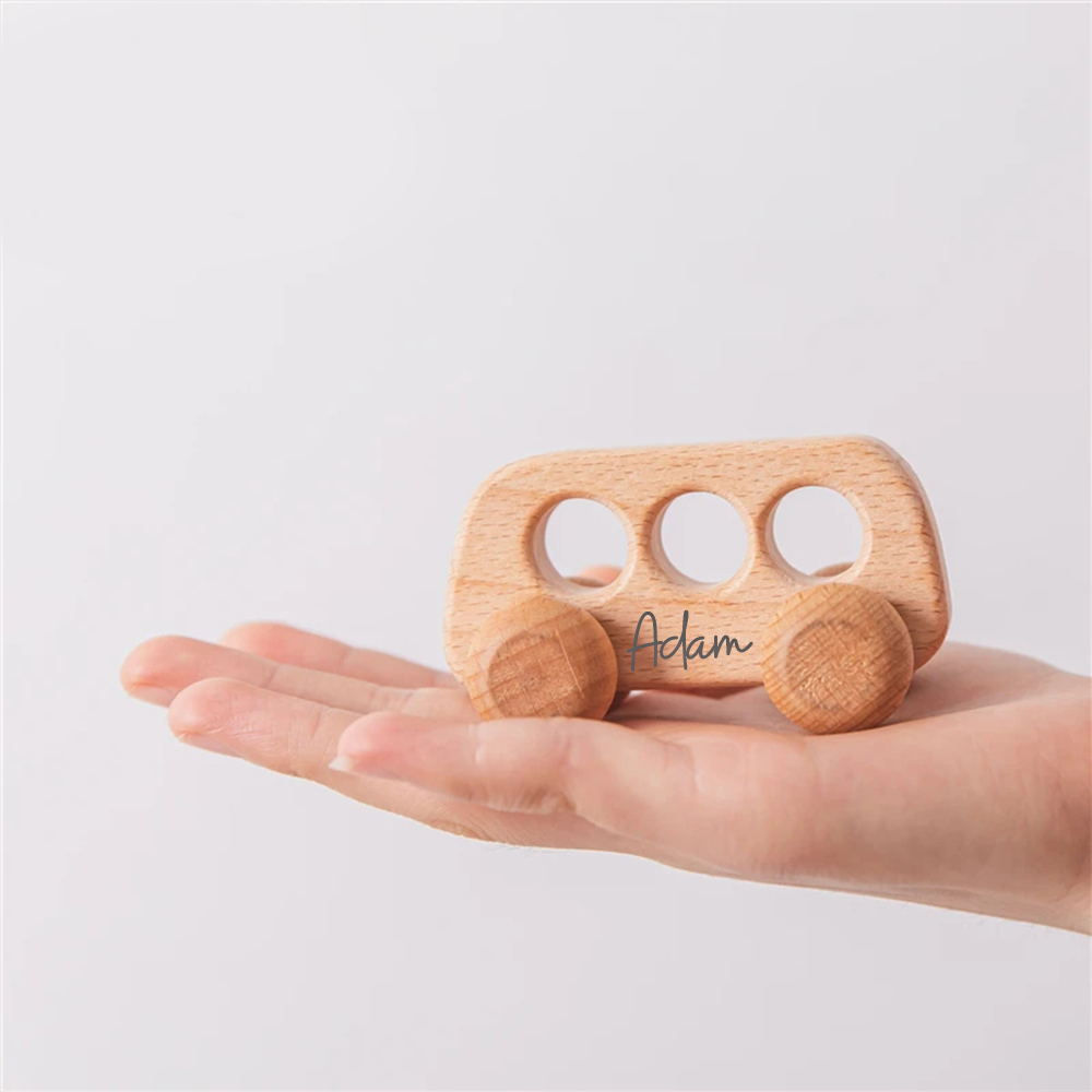 Personalized Baby Natural Wooden Cars Toy | CWToy101