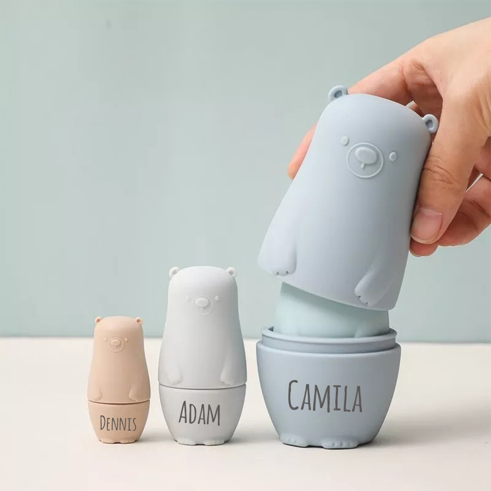 Personalized Silicone BPA Free Stacking Bears Matryoshka Toy | CWToy102