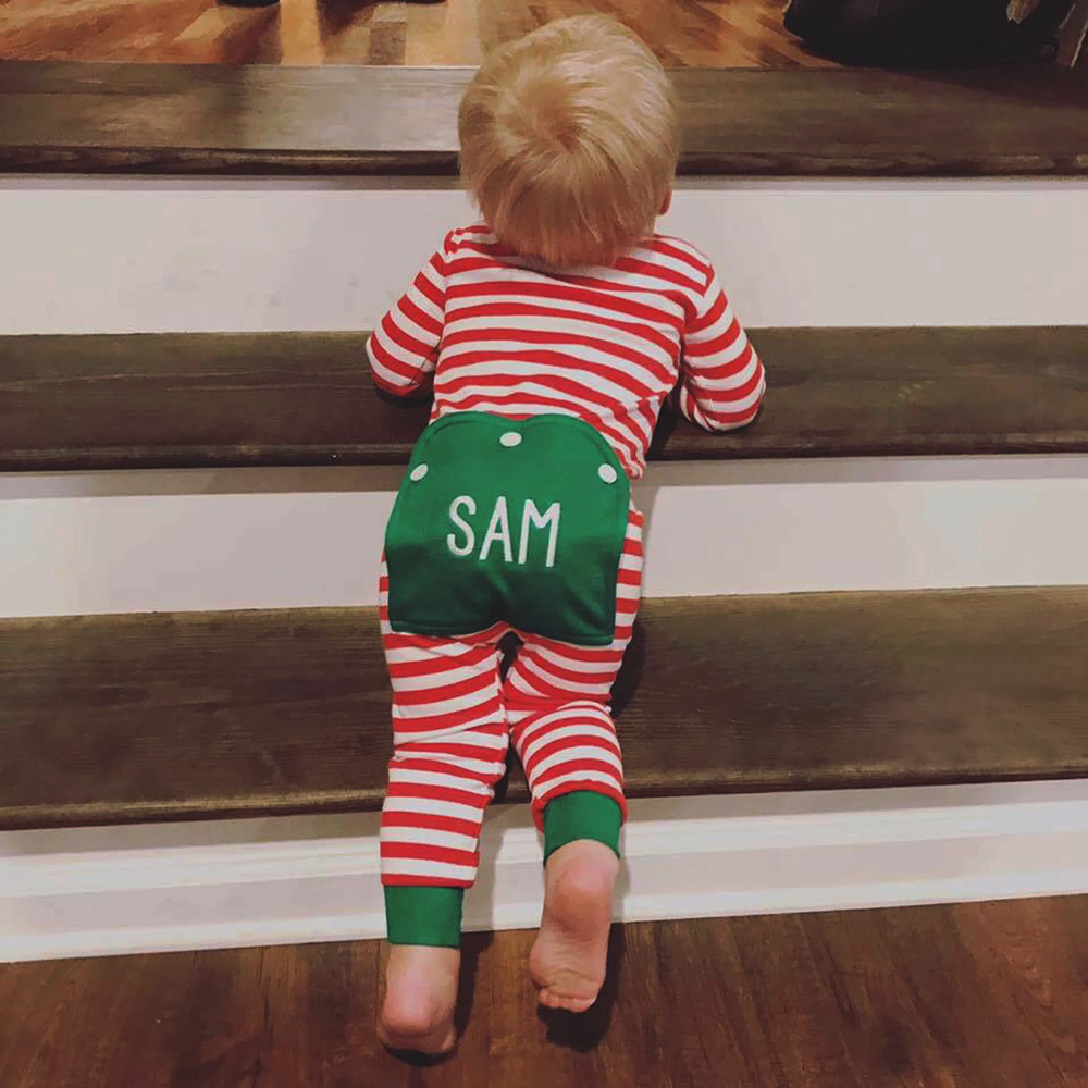 Personalized Embroidery Baby Butt Flap Christmas Pajamas | CWBaby112