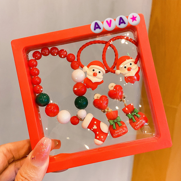 Personalized Lovely Little Girl's Christmas Santa Claus Jewelry Set Box | MCGift99