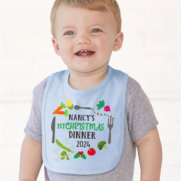 Personalized Baby 1st Christmas Dinner Bib | CWBaby115
