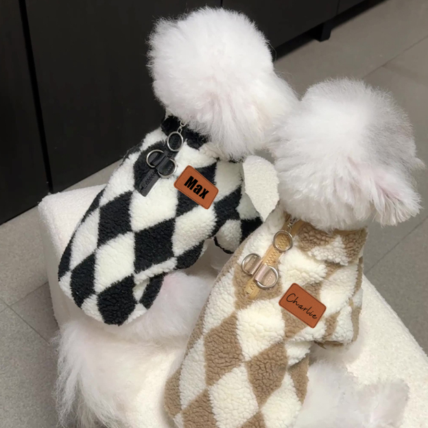 Personalized Leather Patch Pets Diamond Lattice Sweatshirts | BKPet131