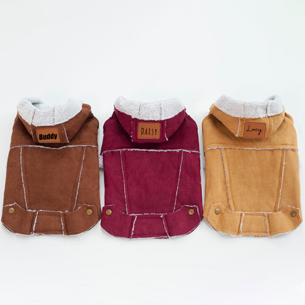 Personalized Leather Patch Pets Sherpa Jacket | BKPet132