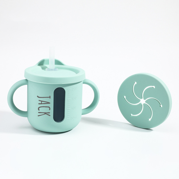 Personalised Baby Food Grade Straw & Snack Silicone Cup | CWBaby117