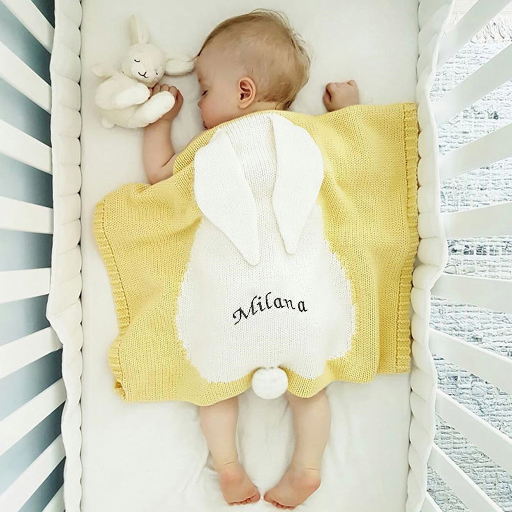 Personalized Embroidered Knit Baby Blanket for Unique Gift | CWBaby118