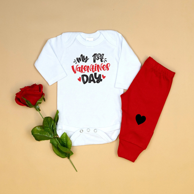 Personalized Baby 1st Valentines Day Outfit Set | CWBaby126