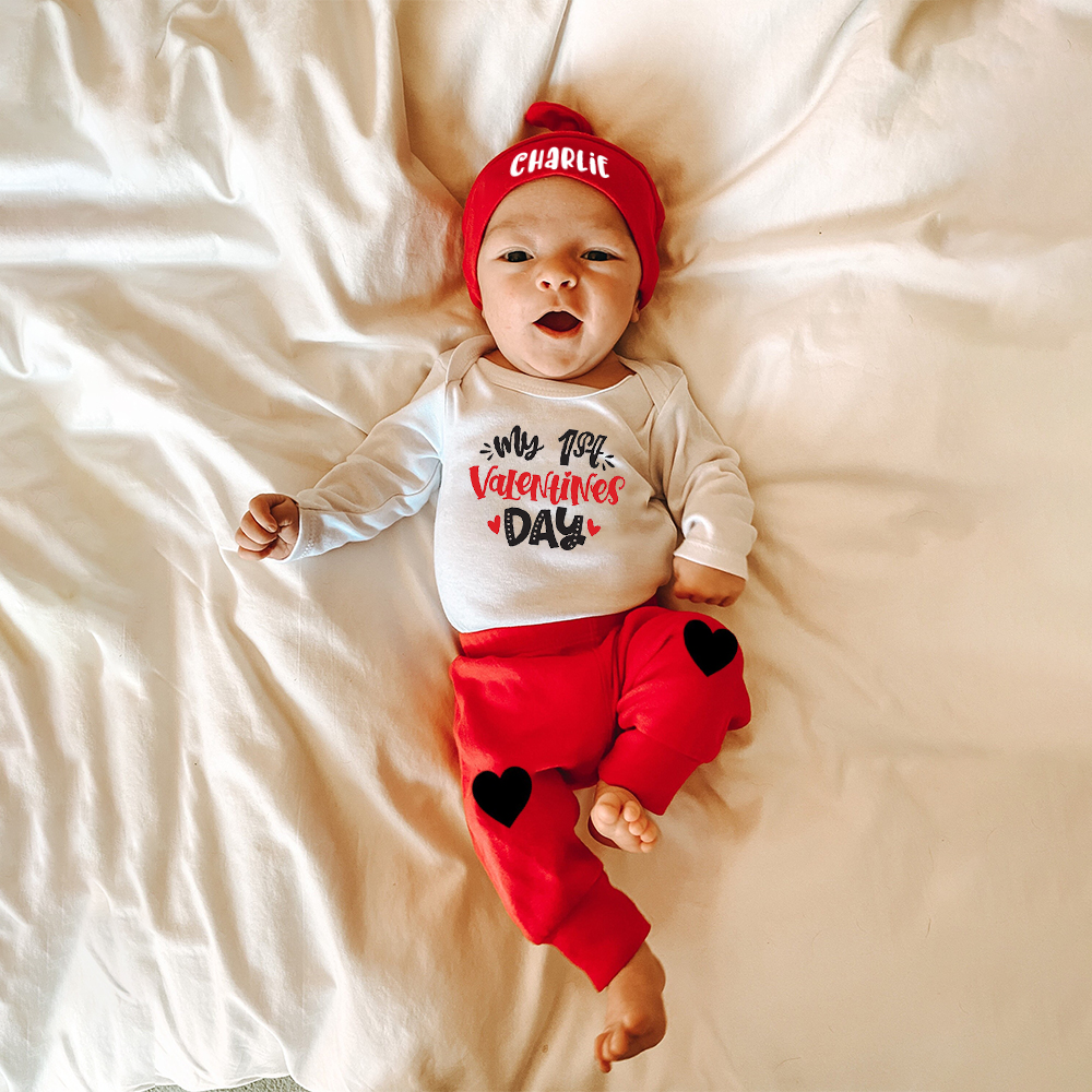 Personalized Baby 1st Valentines Day Outfit Set | CWBaby126