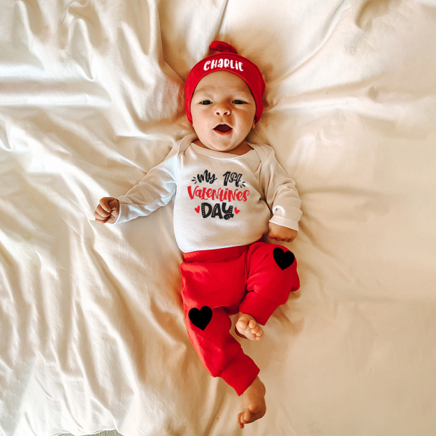 Personalized Baby 1st Valentines Day Outfit Set | CWBaby126