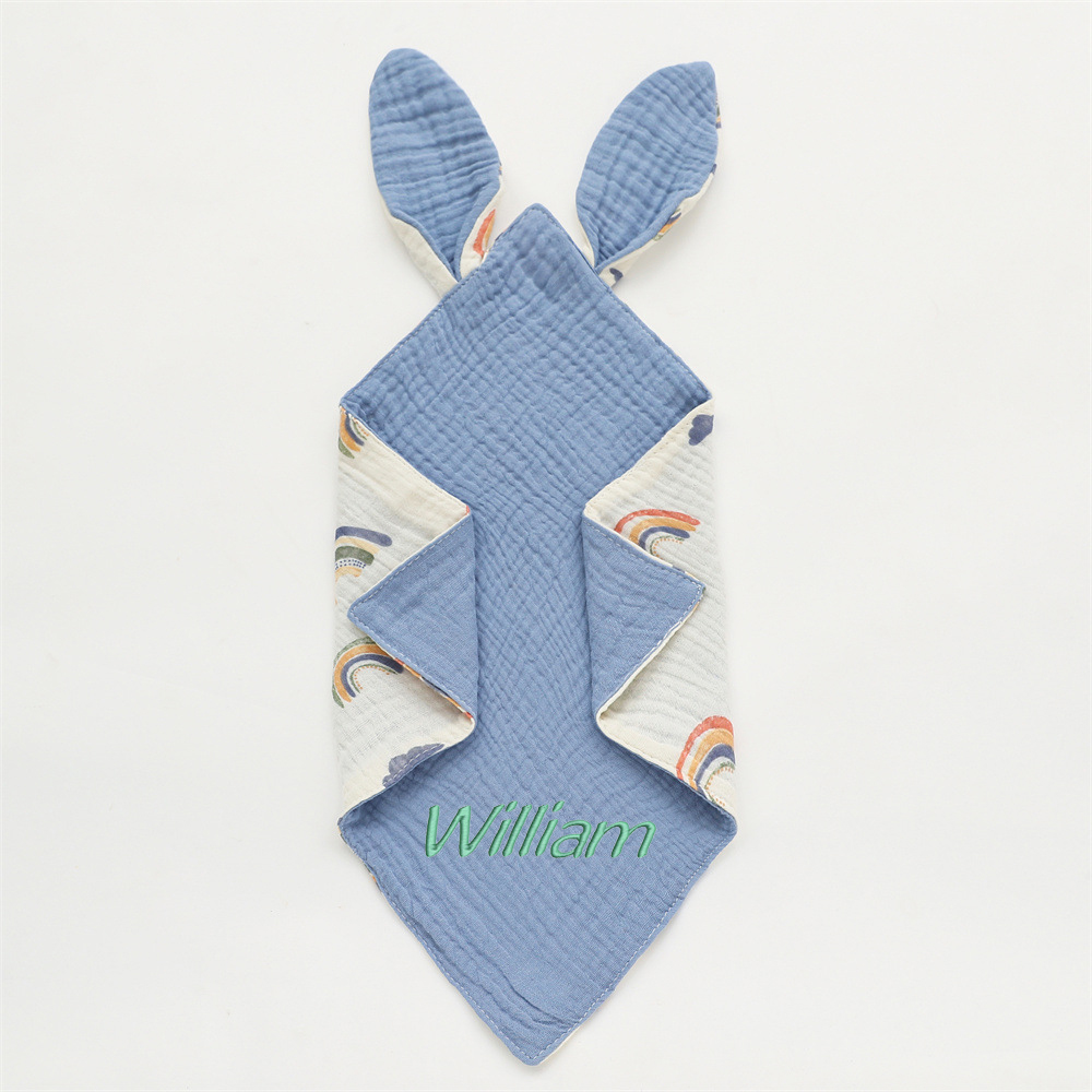Personalized Baby Embroidery Comforter Bunny Sleep Towel | CWBaby126