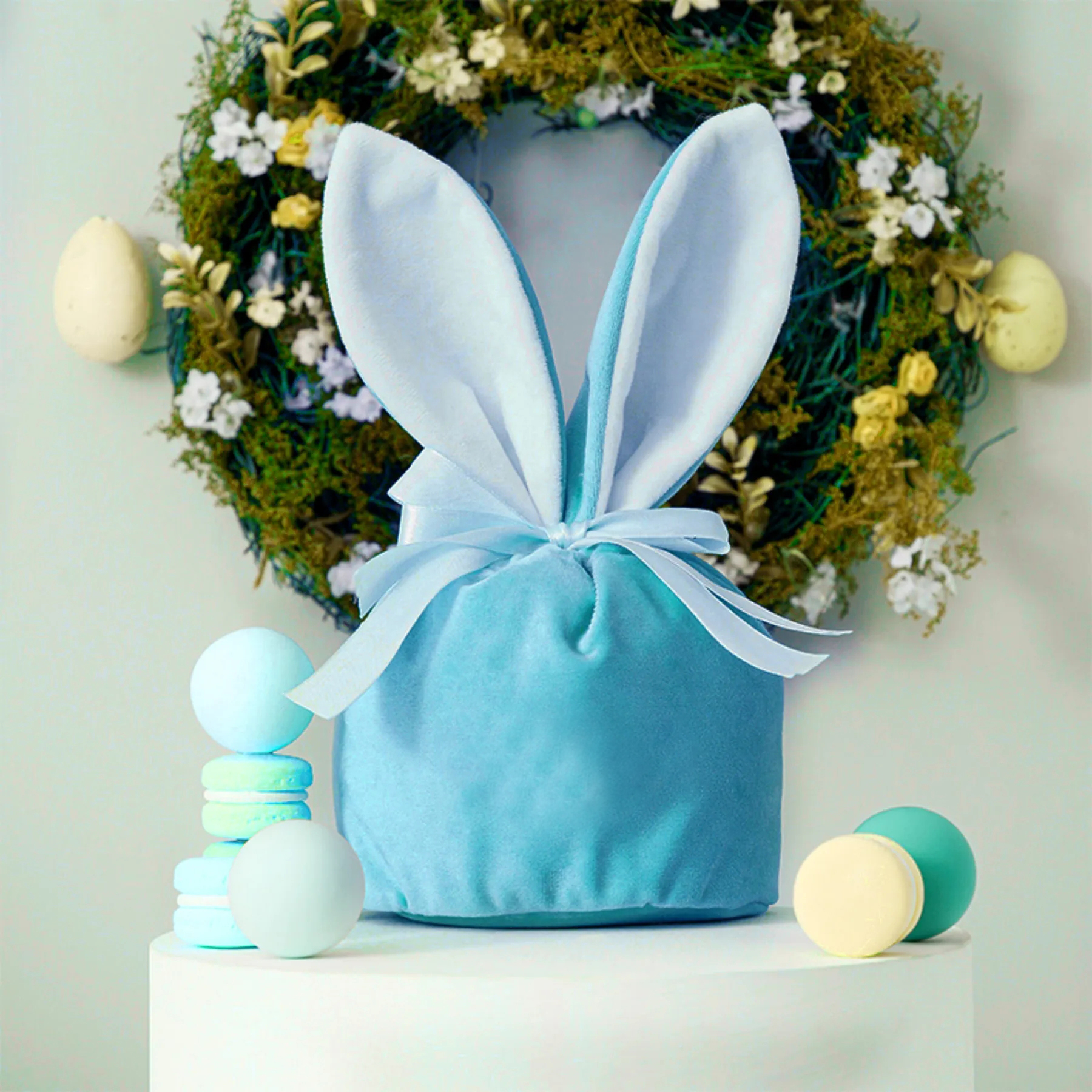 Personalized Foil Stamped Name Easter Bunny Velvet Basket | CWEaster33
