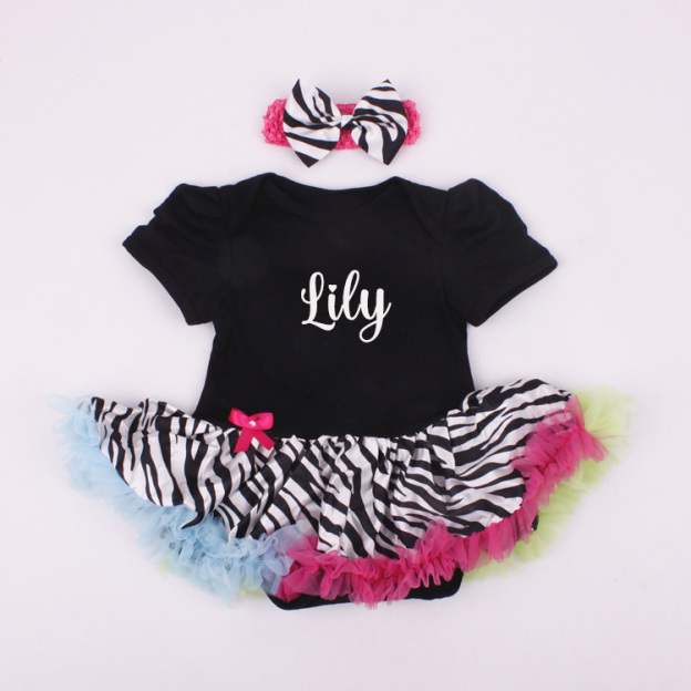 Personalized Baby Cotton Soft TuTu Romper With Headband | CWBaby135