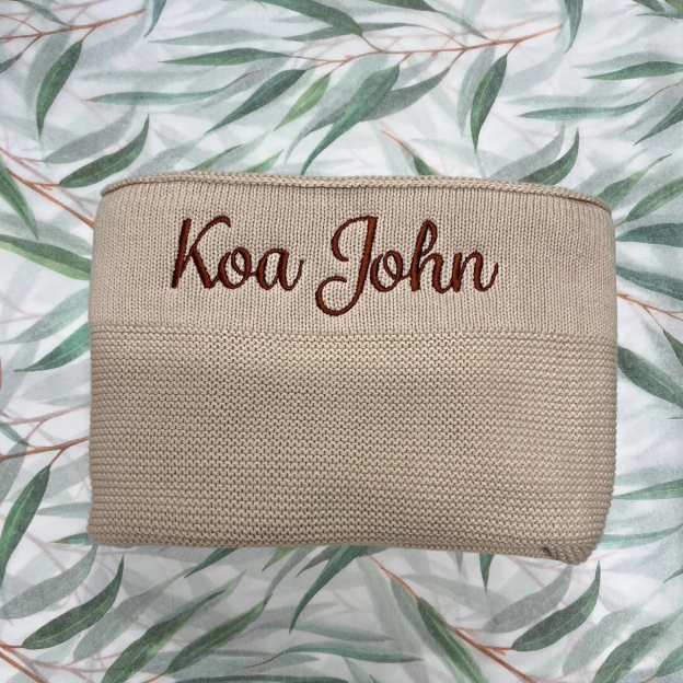 Personalized Embroidered Knit Blanket for Comfort & Unique | CWBaby30