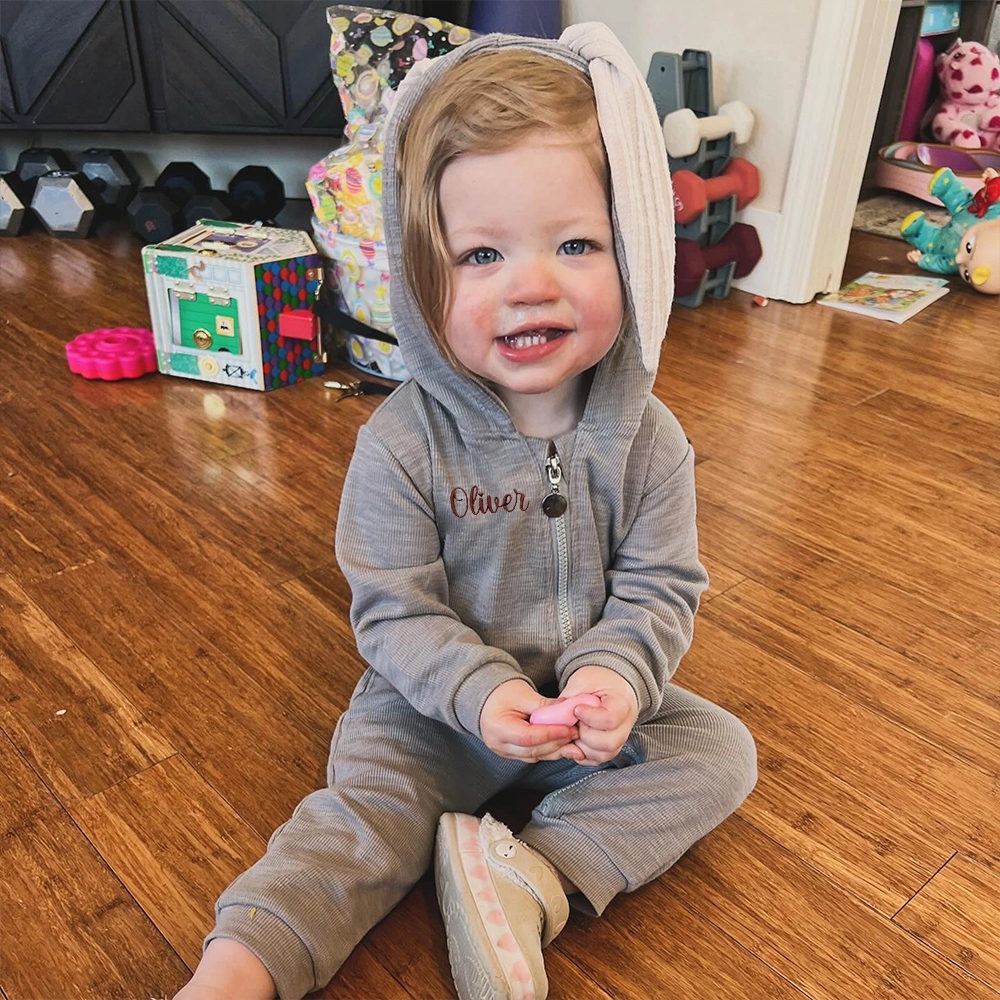 Personalized Easter Baby Bunny Ears Romper | CWbaby4001