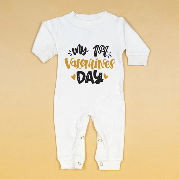 Personalized Baby First Valentine Ropmer and Hat Set | CWBaby145