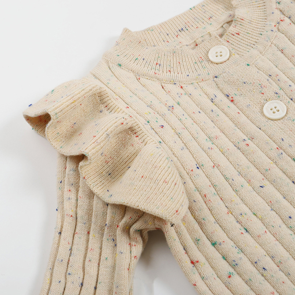 Personalised Embroidery Baby Ruffle Knit Romper | CWBaby149