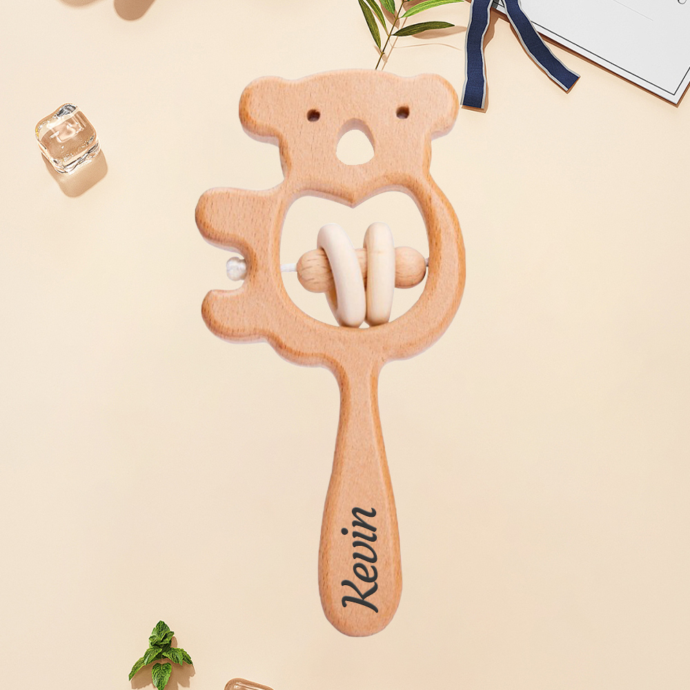 Personalized Baby Wooden Lovely Shape Rattle | CWBaby153