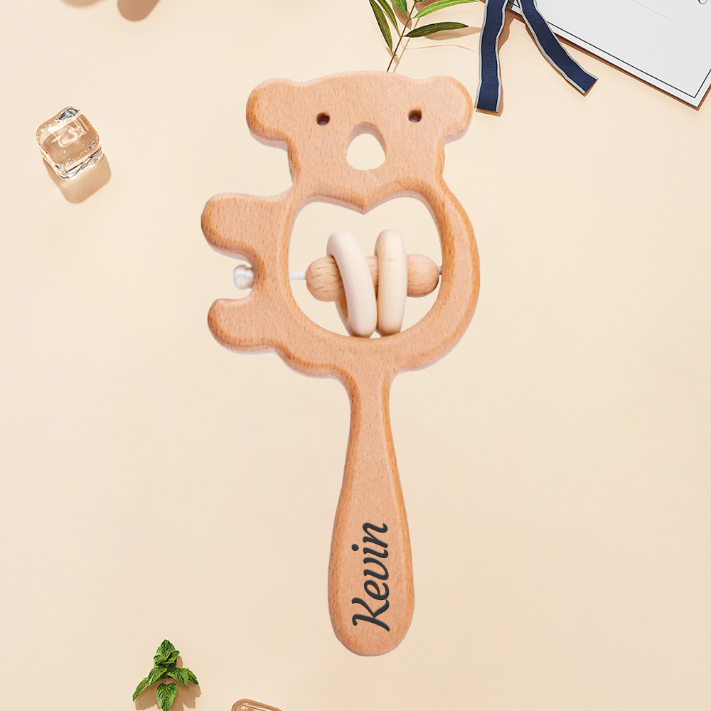 Personalized Baby Wooden Lovely Shape Rattle | CWBaby153