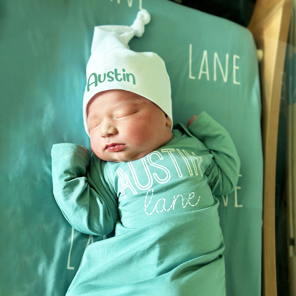 Personalized Cozy Newborn Bamboo Knotted Gown | CWbaby174