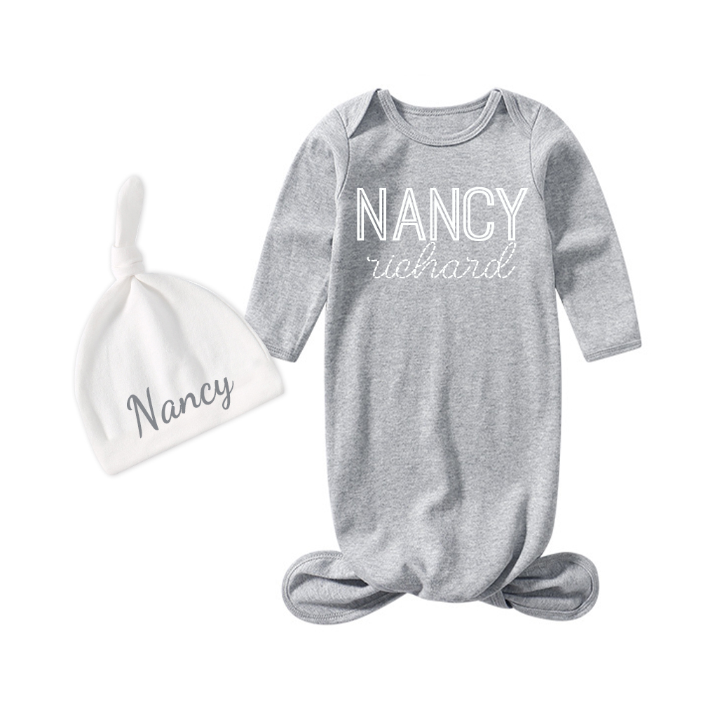 Personalized Cozy Newborn Bamboo Knotted Gown | CWbaby174