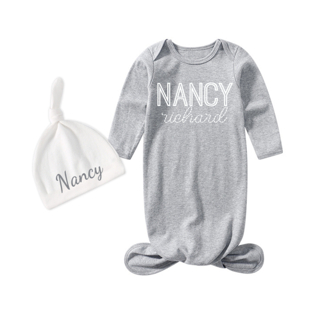 Personalized Cozy Newborn Bamboo Knotted Gown | CWbaby174